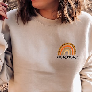 Mama Sweatshirt, Fall Sweatshirt, Gifts For Mom, Mama Crewneck Sweatshirt, Rainbow Mama Sweatshirt, Mom Sweatshirt, Leopard, Gift For Mama
