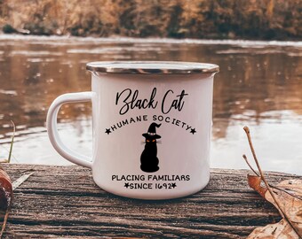 Black Cat Mug, Christmas Gift For Her, Witch Mug, Fall Coffee Mug, Camping Mug, Halloween Witch Coffee Mug,Spooky Mug, Cat Gift,Witch Gifts