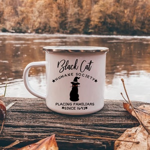 Black Cat Mug, Christmas Gift For Her, Witch Mug, Fall Coffee Mug, Camping Mug, Halloween Witch Coffee Mug,Spooky Mug, Cat Gift,Witch Gifts
