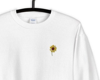 Embroidered Sunflower Sweatshirt, Gift For Women, Black Aesthetic Clothing,Fall Sweatshirt,Embroidered Sweatshirt,Cute Sweatshirts For Women
