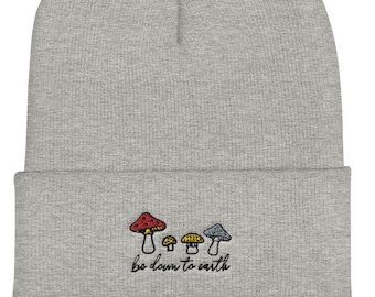 Beanie champiñón bordado, Goblincore, Setas, Sombrero de seta, Beanie para hombre, Beanie de mujer, Beanie lindo, Beanie de bosque, Regalos de setas