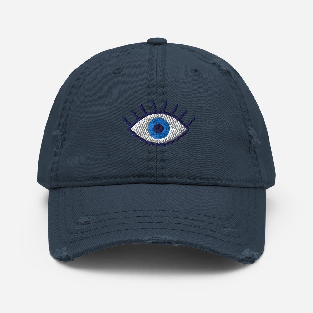Evil Eye Hat, Embroidered Dad Cap, Distressed Dad Hat, Evil  display picture 3