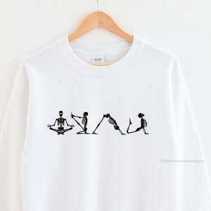 Skeleton Yoga Sweatshirt, Fall Sweatshirt, Skeleton Sweatshirt, Halloween Sweatshirt, Oversized Sweatshirt, Aesthetic Sweatshirt, Spooky