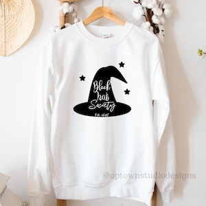 Black Hat Society Sweatshirt, Halloween Sweatshirt, Fall Sweatshirt, Witch Sweatshirt, Halloween Sweater, Salem Witches, Crewneck Sweatshirt