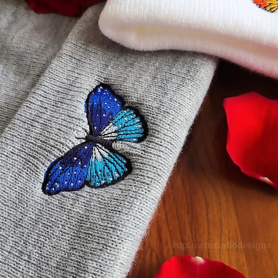 Butterfly Cuffed Beanie, Embroidered Beanie, Butterfly  display picture 3