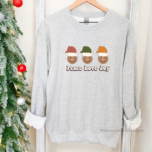 Christmas Sweatshirt Gifts For Her Smiley Face Sweatshirt Holiday Apparel Christmas Apparel Trendy Sweatshirt Husband Christmas Shirt