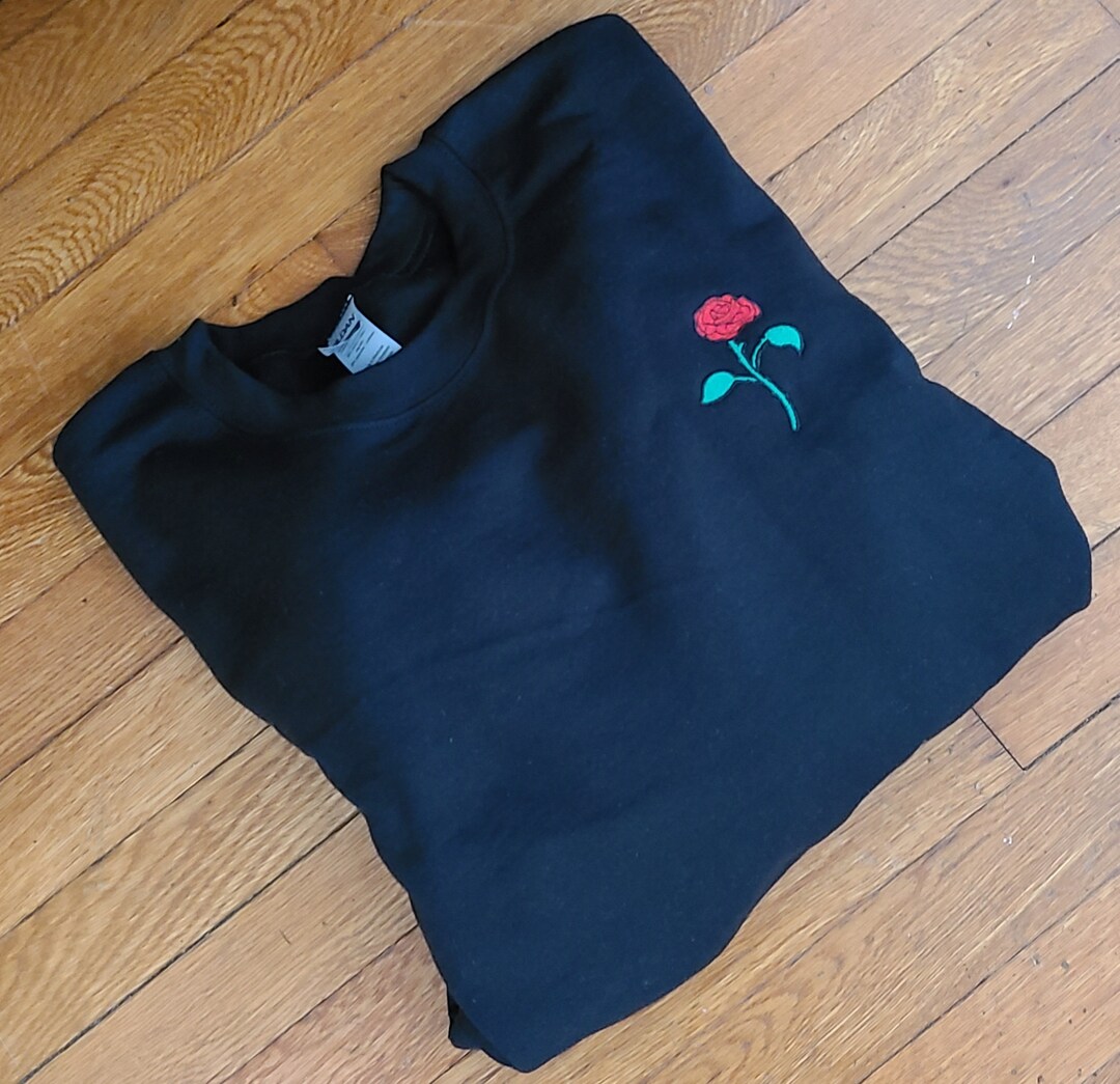 Rose Embroidered Sweatshirt Fall Sweatshirt Embroidered Etsy