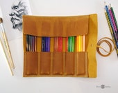 Leather roll, Artist roll, Paint brush roll , Artist roll, Leather brush roll, Paint brush holder, personalized leather pencil case