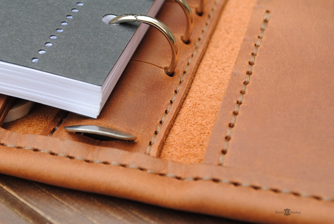 Leather binder 3 or 6 ring A5 / Half letter Refillable Etsy