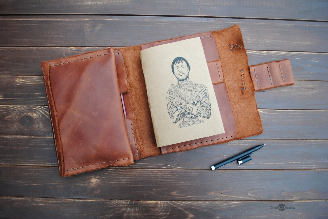 Leather sketchbook cover A5 5 x 8.5 Etsy