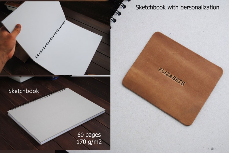 Leather sketchbook cover personalized artists gifts. For Etsy