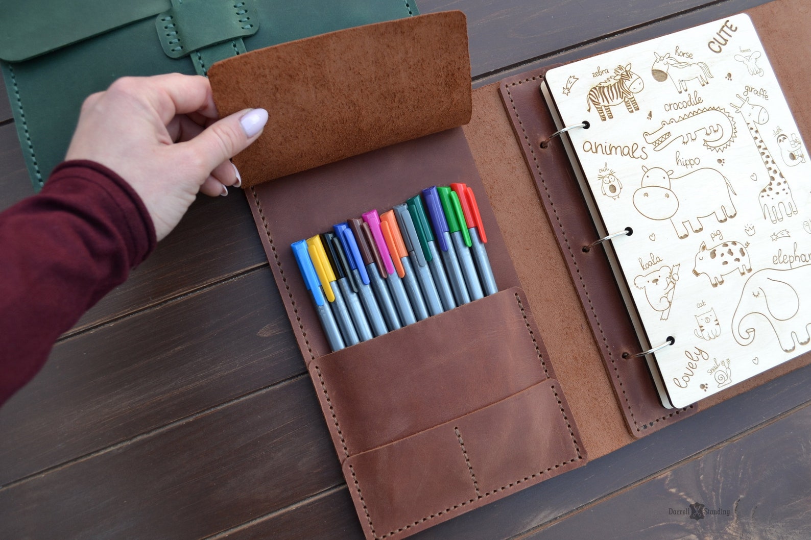 3 ring leather binder A5 8.5x5.5 sketchbook cover Etsy