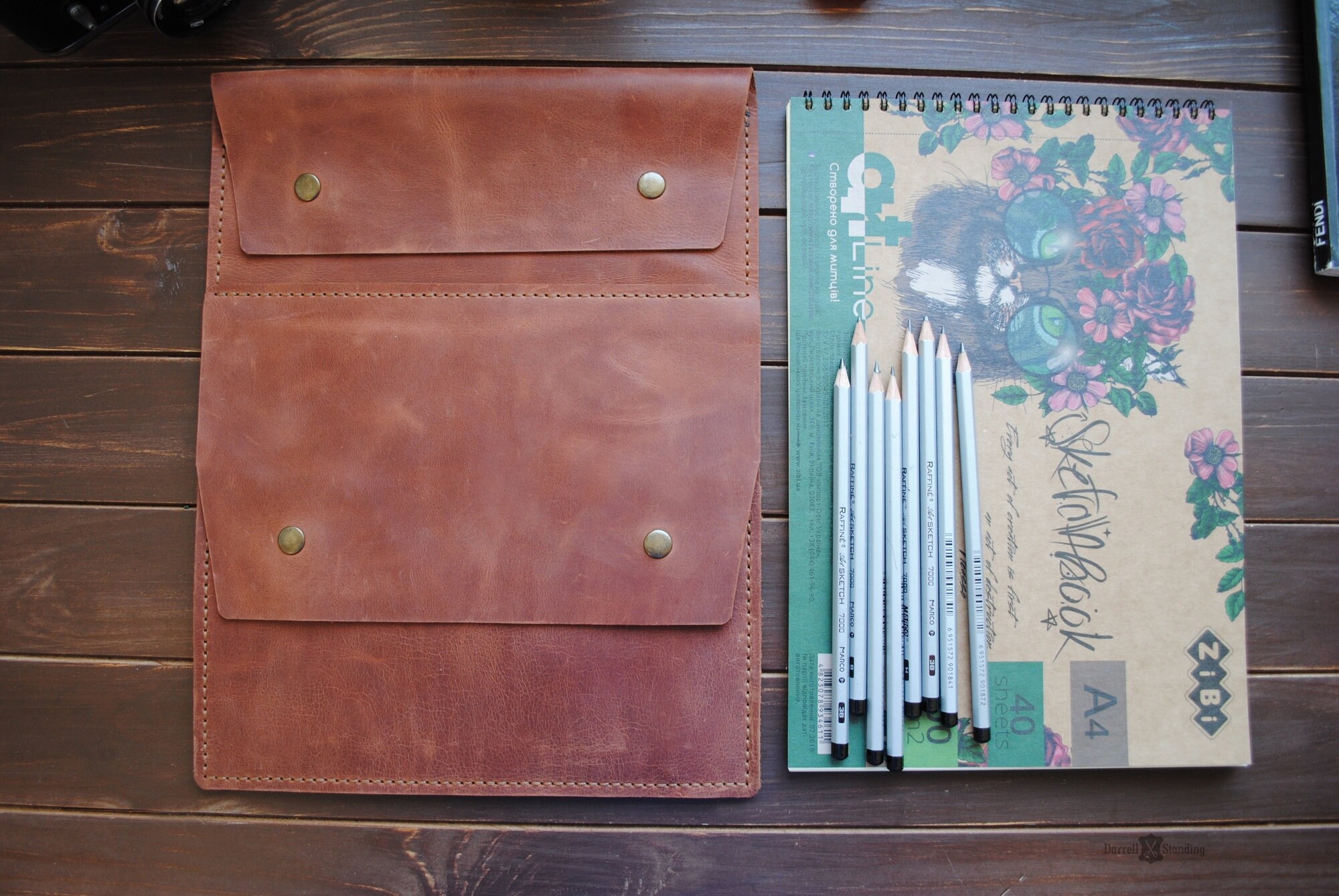 Leather A4 sketchbook case personalized artists gifts Etsy