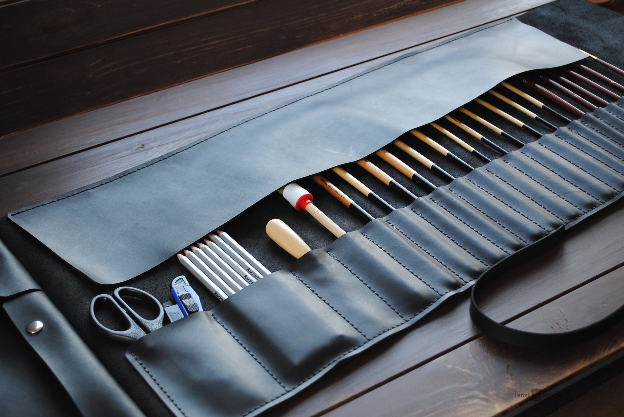 Leather Paint Brush Roll Artist Gifts. Personalized Brush Etsy Australia