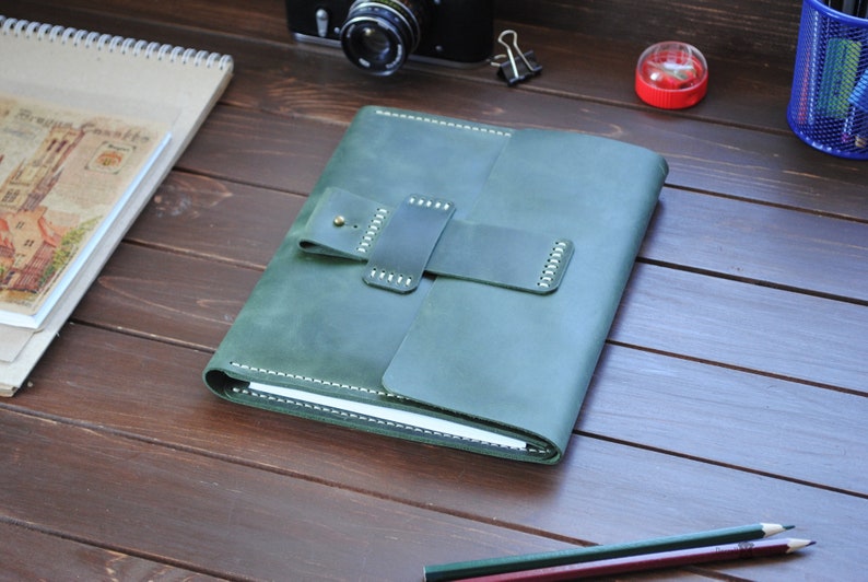 Leather A5 sketchbook cover personalized artist gifts. Etsy