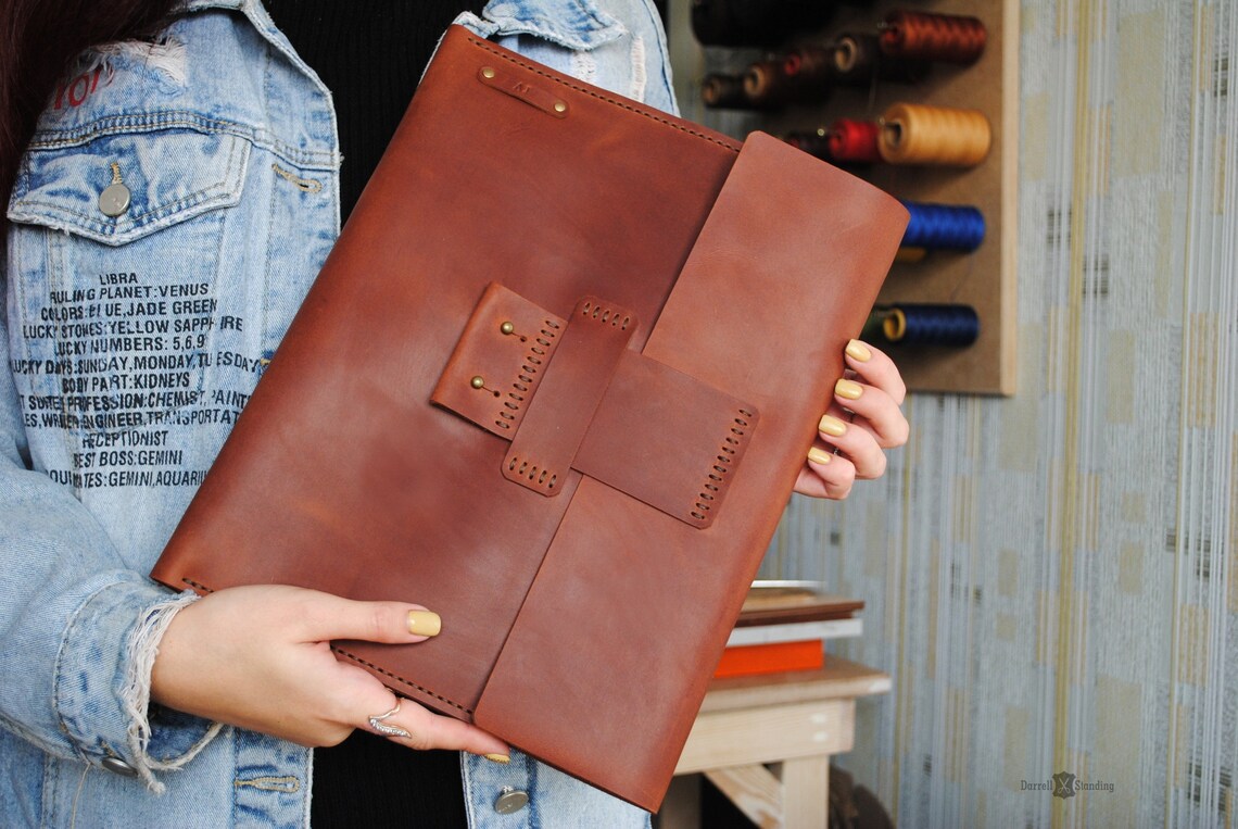 Leather A4 sketchbook cover personalized artists gifts. Etsy