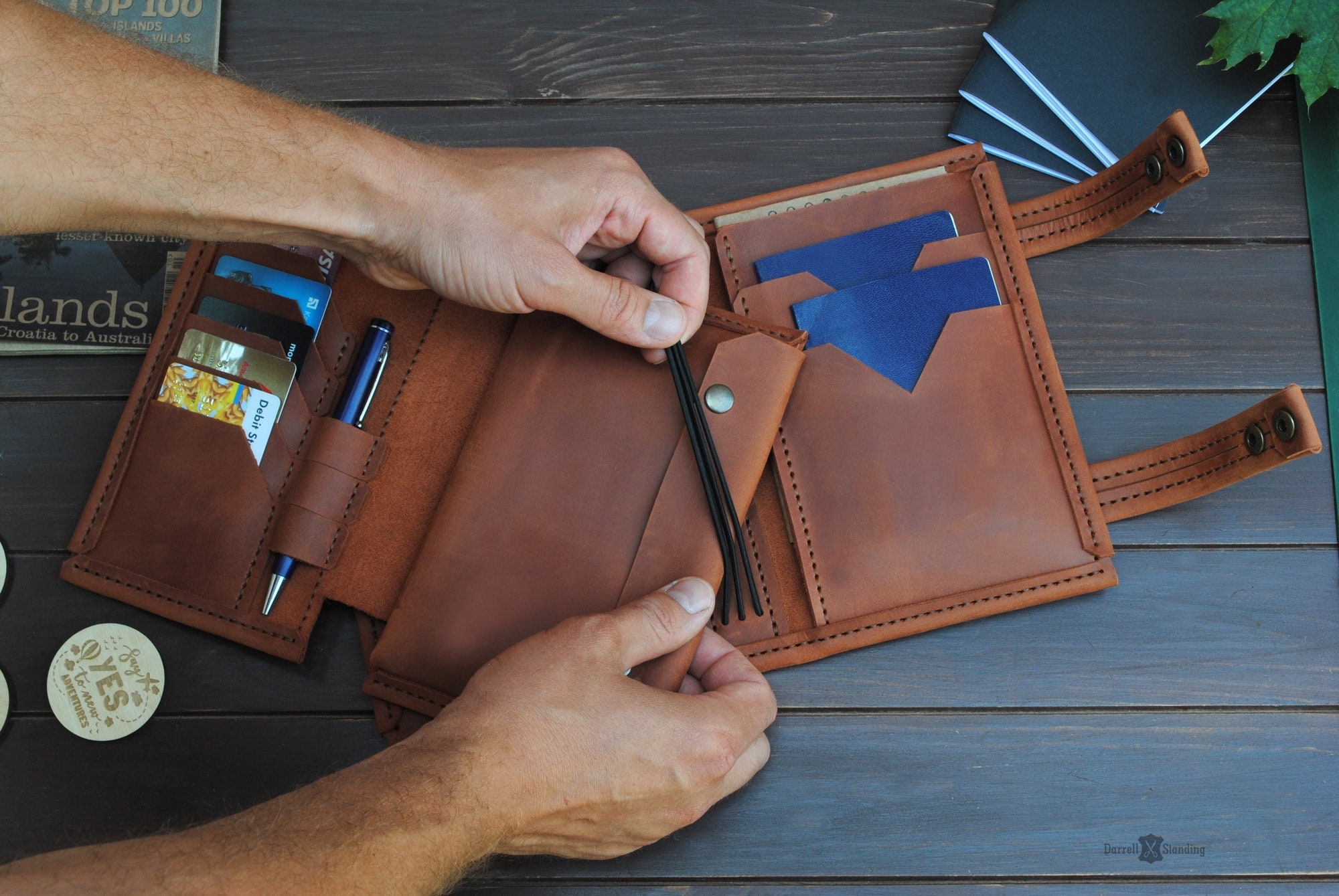 Leather travel 4 passports holder for family. Family travel Etsy