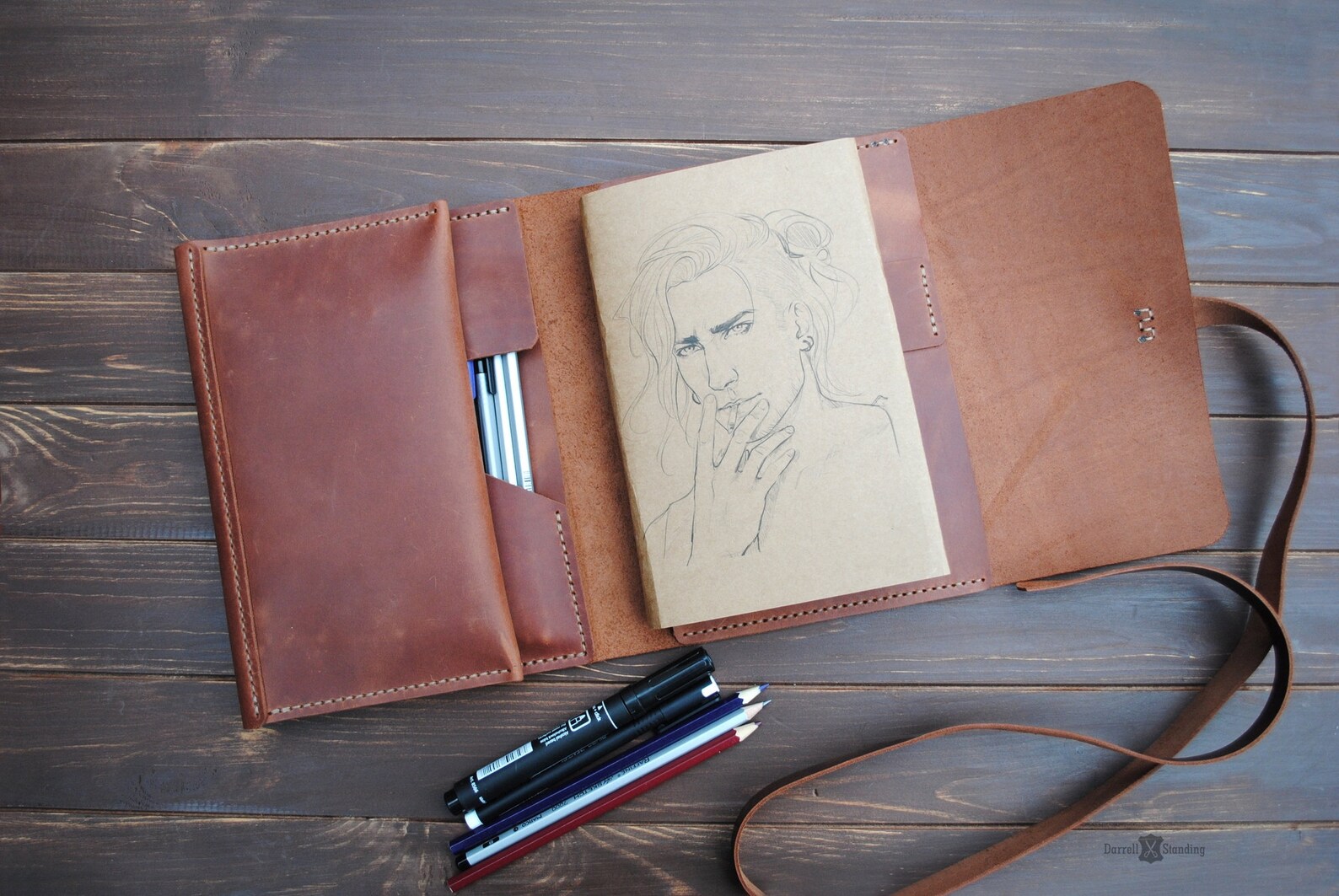 Leather sketchbook cover A5 8.5x5.5 9x6 Etsy