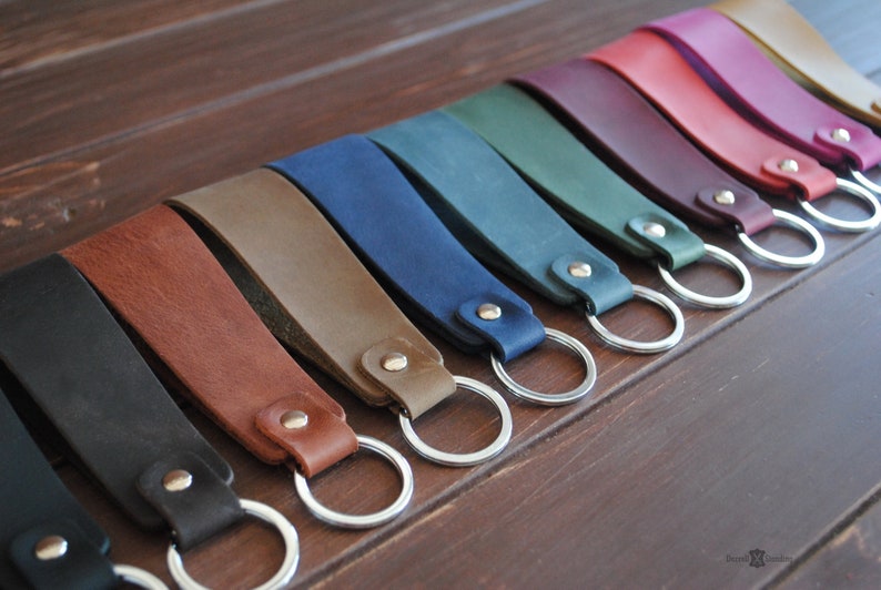 Personalized leather keychain key fob cute custom keychains Etsy