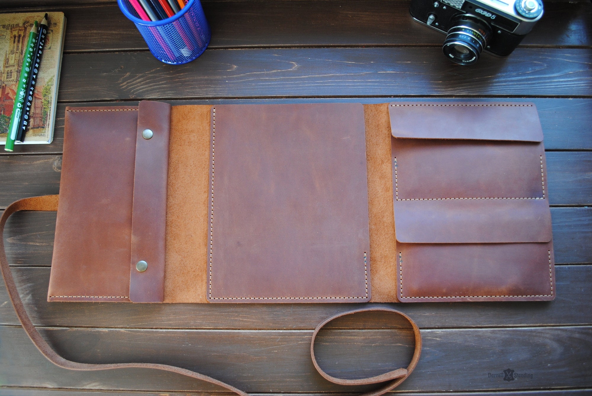 Leather A5 sketchbook cover personalized artists gifts. Etsy