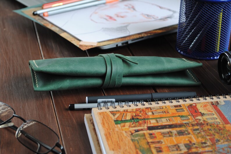 Leather pencil case gifts for artists. Personalized gift Etsy