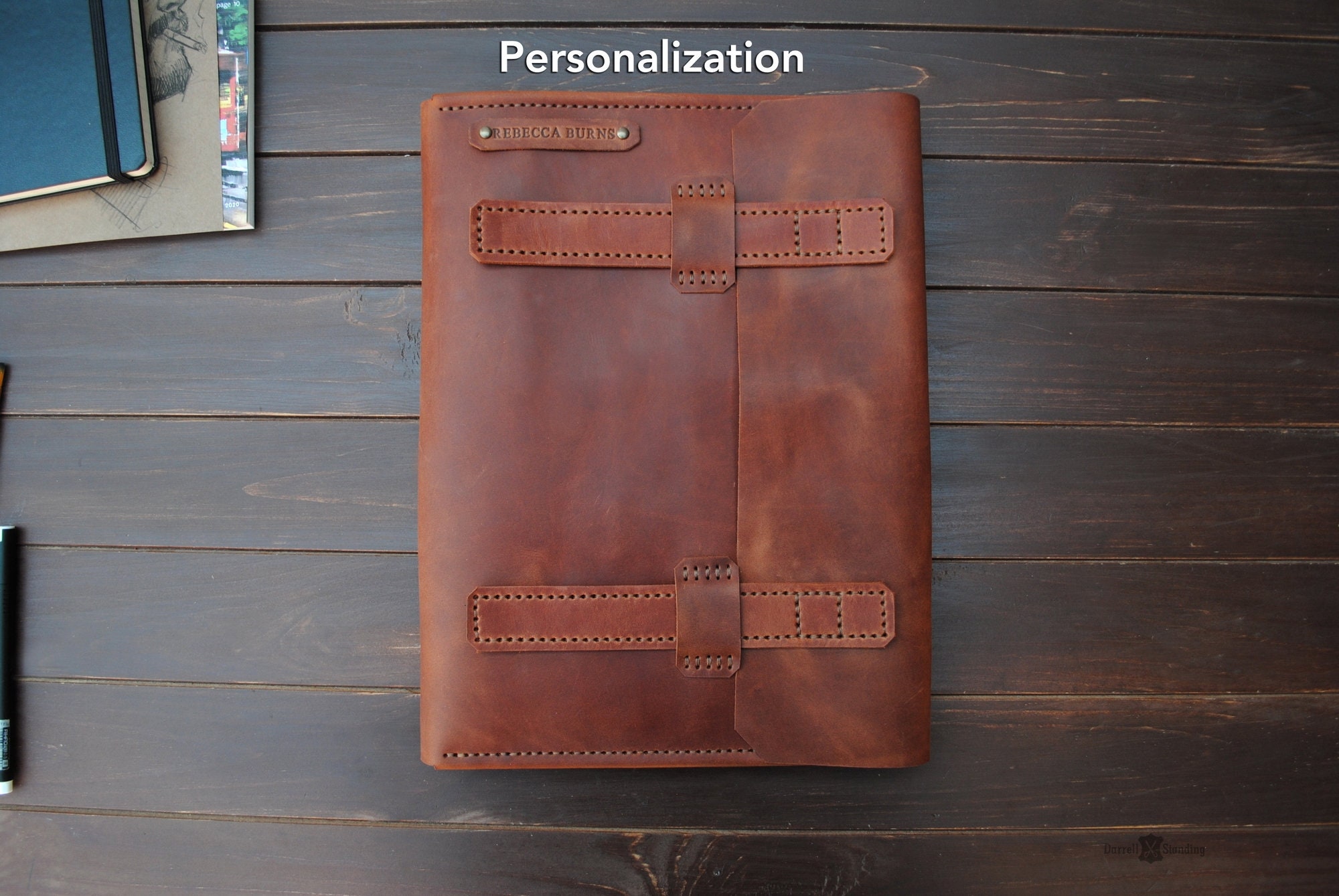 Leather sketchbook cover personalized artists gifts. For Etsy