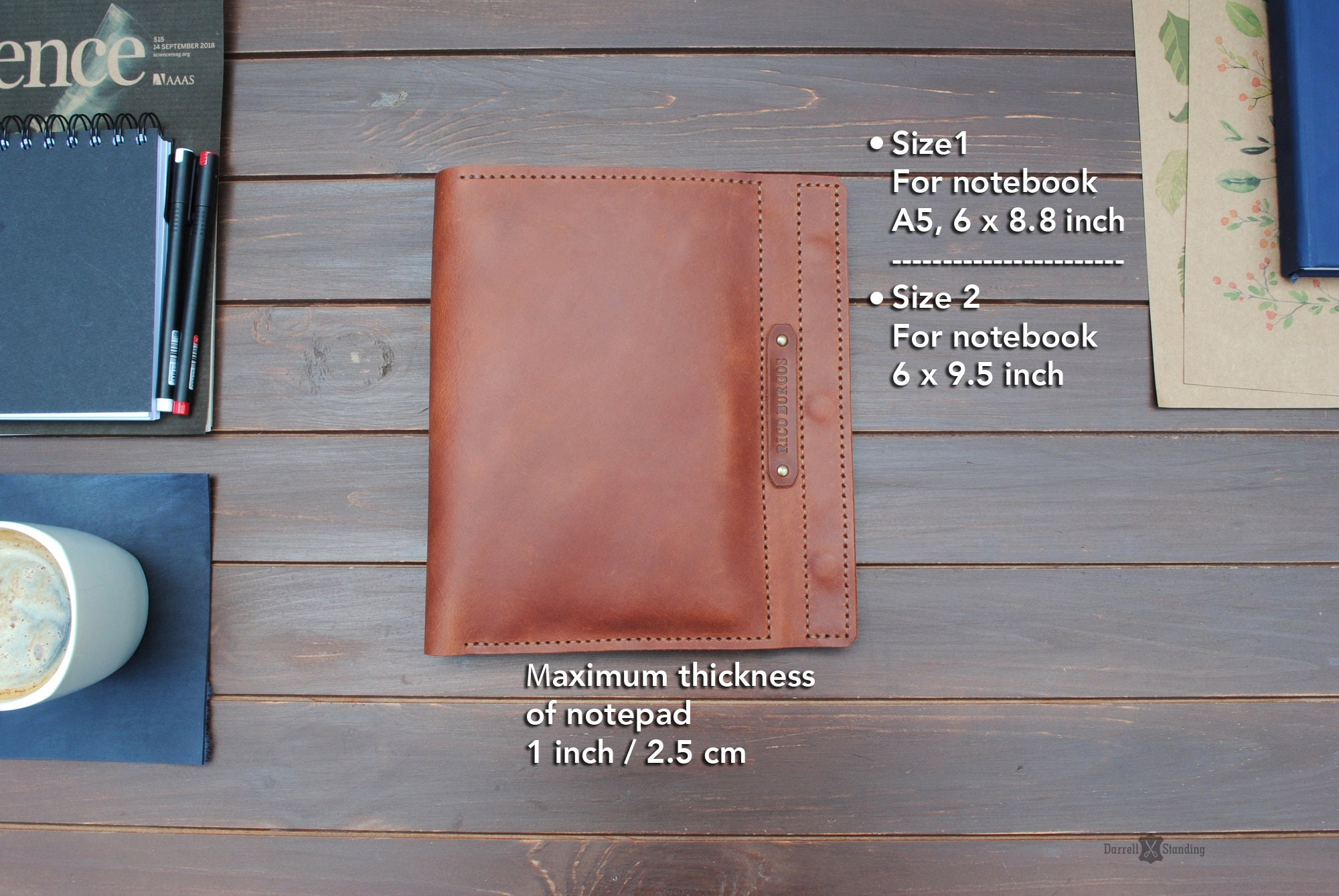 Leather notepad cover A5 notebook cover with pockets Etsy