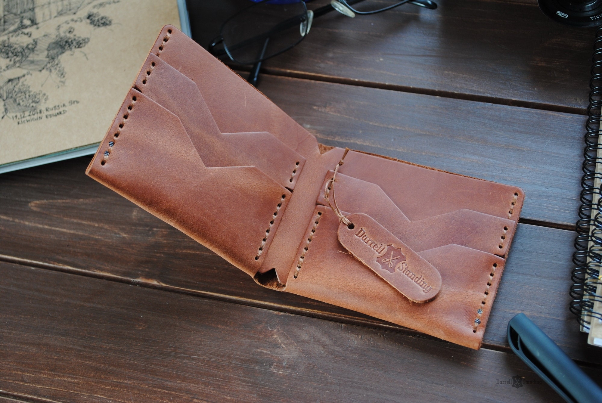 Handmade leather wallet bifold personalized minimalist wallet Etsy