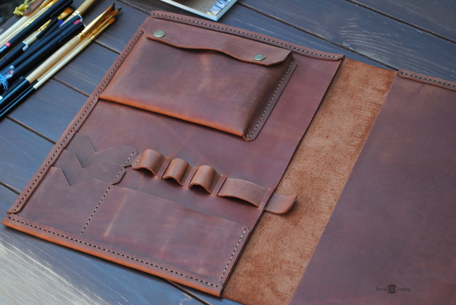 Leather sketchbook cover personalized artists gifts. For Etsy