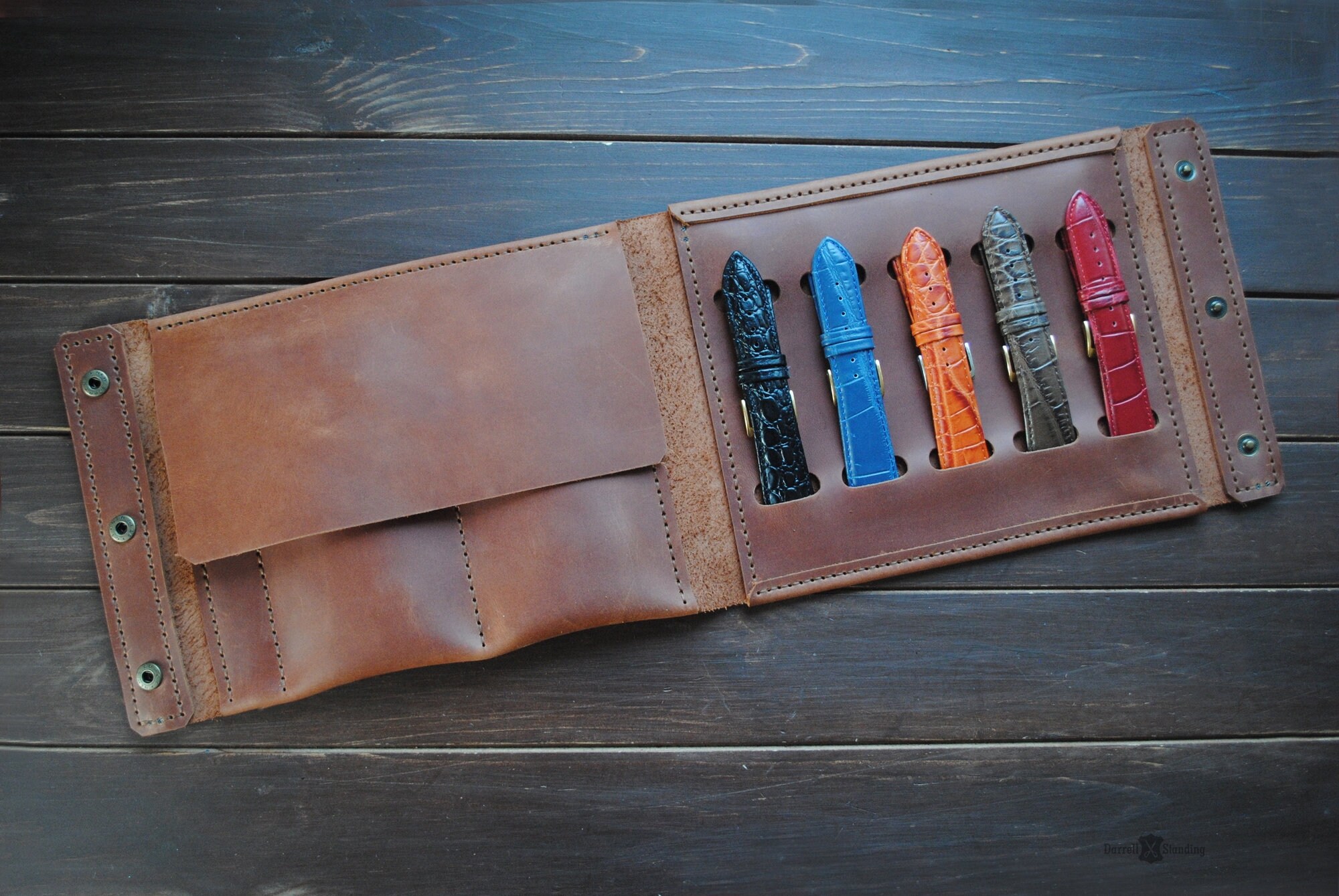 Leather watch and strap case Travel accessories Pouch watch Etsy