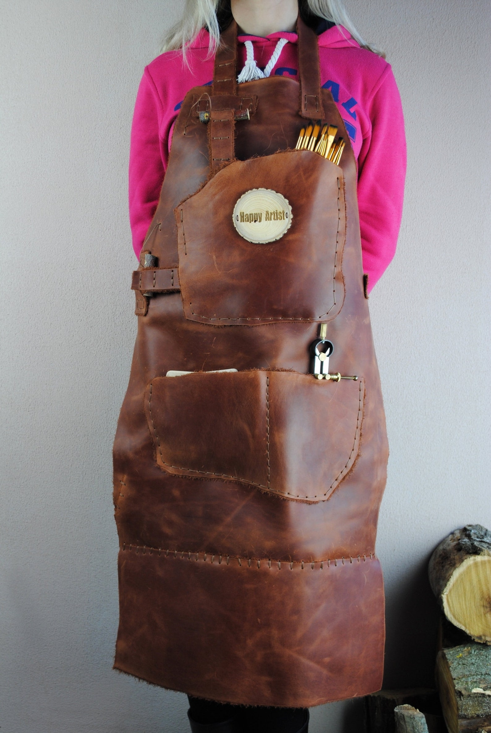 Distressed leather apron gift for artist craftsman Etsy
