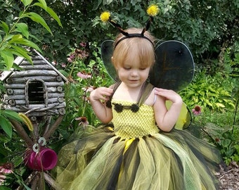 Bumble Bee costume, bumble bee tutu with wings and headband, bumble bee halloween costume for girls infants toddlers, bumble bee tutu