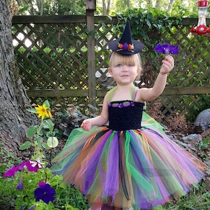 Hexe Tutu Kleid mit Hut Stirnband und Besen, Halloween-Kostüm für Mädchen, Hexe Tutu Kostüm, Hexe Kostüm für Kleinkinder