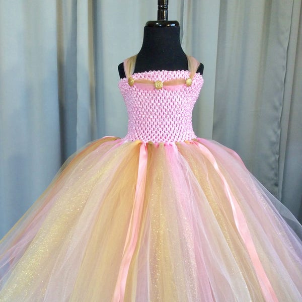 Pink Gold Princess Dress Etsy