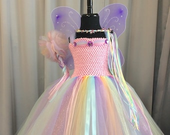 Pastel Rainbow Fairy Princess Costume - Tutu Dress Up Set - Fairy Princess Birthday Dress - Pastel Rainbow Tutu - Fairy Princess Halloween