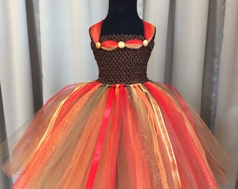 Brown Gold Red Orange Fall Princess Tulle Tutu - Fairy Birthday Dress - Full 3 Layer Skirt