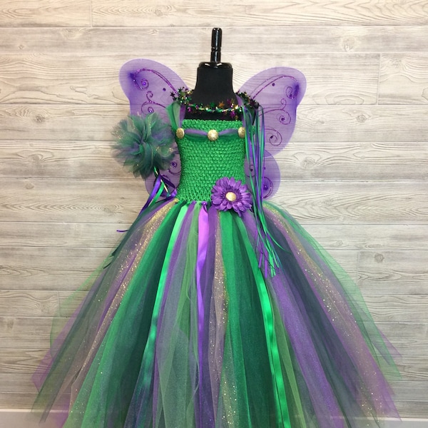 Green Purple & Gold Fairy Princess Costume -  Tutu Dress Up Set - Fairy Costume Set - Fairy Halloween Costume - Tutu Dresses for Girls