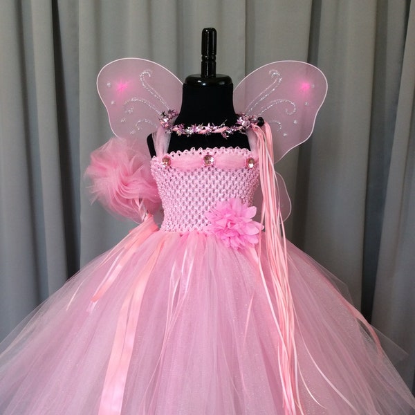 Traje de princesa de hadas rosa - Tutu vestido de vestir - vestido de cumpleaños de la princesa de hadas - rosa tutú vestido niñas - niño rosa tutú vestido Halloween
