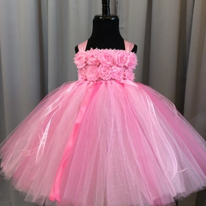 Pink Princess Tutu Dress for Girls - Pink Shabby Flower Bodice - Princess Dresses for Toddlers - Tutu for Baby - Birthday Dress - Dress Up