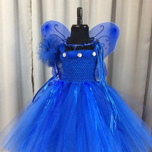 Royal blue fairy princess costume; princess tutu dress with crown, wand, wings; fairy princess birthday; fairy costume for girls; dress up