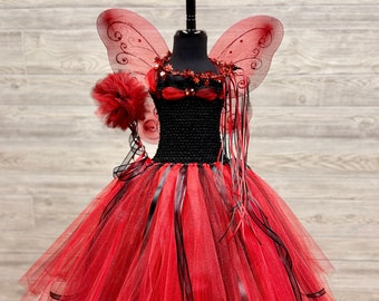 Red and Black Fairy Princess Costume - Princess Tutu Dress Up Set - Fairy Princess Birthday - Halloween Costume for Girls - Toddler Tutu