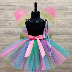 Bright Rainbow Tutu Skirt - Tutus for Girls - Baby Tutu - Toddler Tutu - Tutu Dress Up Set - Birthday Tutu Set - Wings - Crown