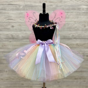 Pastel Rainbow Tutu Skirt - Tutus for Girls - Baby Tutu - Toddler Tutu - Tutu Dress Up Set - Birthday Tutu Set - Wings - Crown