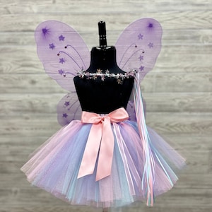 Pink Aqua Lavender Tutu Skirt - Tutus for Girls - Baby Tutu - Toddler Tutu - Tutu Dress Up Set - Birthday Tutu Set - Wings - Crown