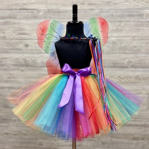 Primary Rainbow Tutu Skirt - Tutus for Girls - Baby Tutu - Toddler Tutu - Tutu Dress Up Set - Birthday Tutu Set - Wings - Crown