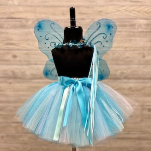 Turquoise Aqua White Tutu Skirt - Tutus for Girls - Baby Tutu - Toddler Tutu - Tutu Dress Up Set - Birthday Tutu Set - Wings - Crown