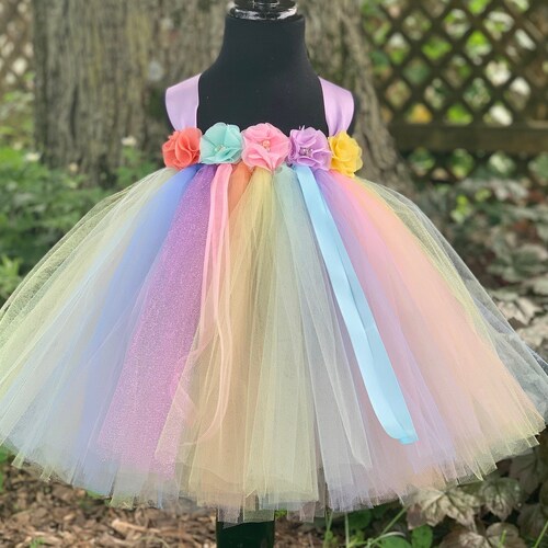 Pastel Rainbow Flower Princess Dress Tutu Dress Baby Tutu Etsy