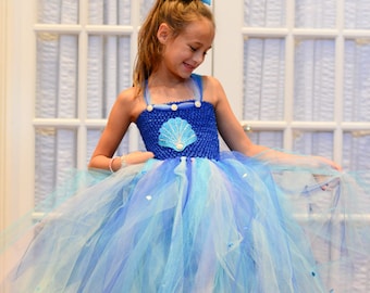 Under The Sea Tutu Dress; Mermaid Tutu; Royal Blue Aqua Turquoise Lavender Princess Tutu Dress; Birthday Dress; Toddler Tutu; Tutu For Girls