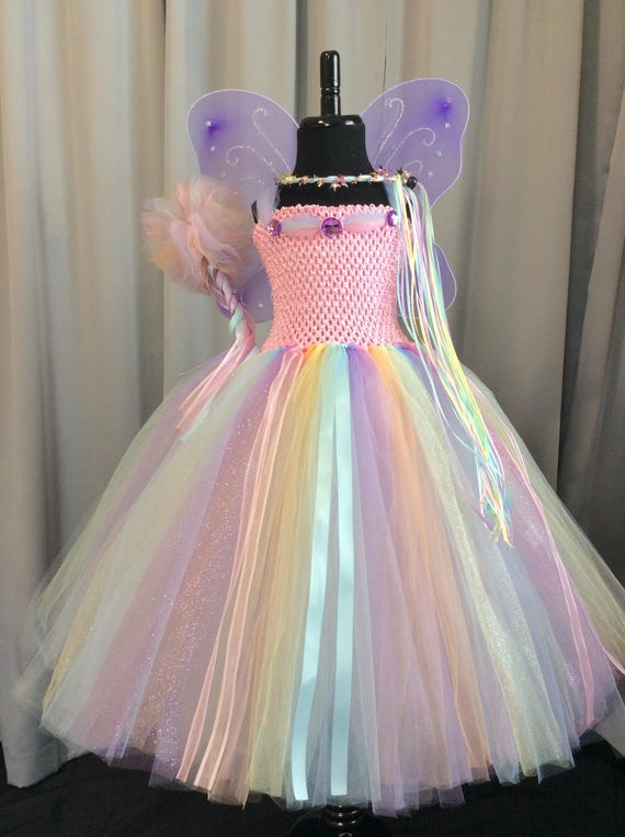 Pastel rainbow fairy princess costume 