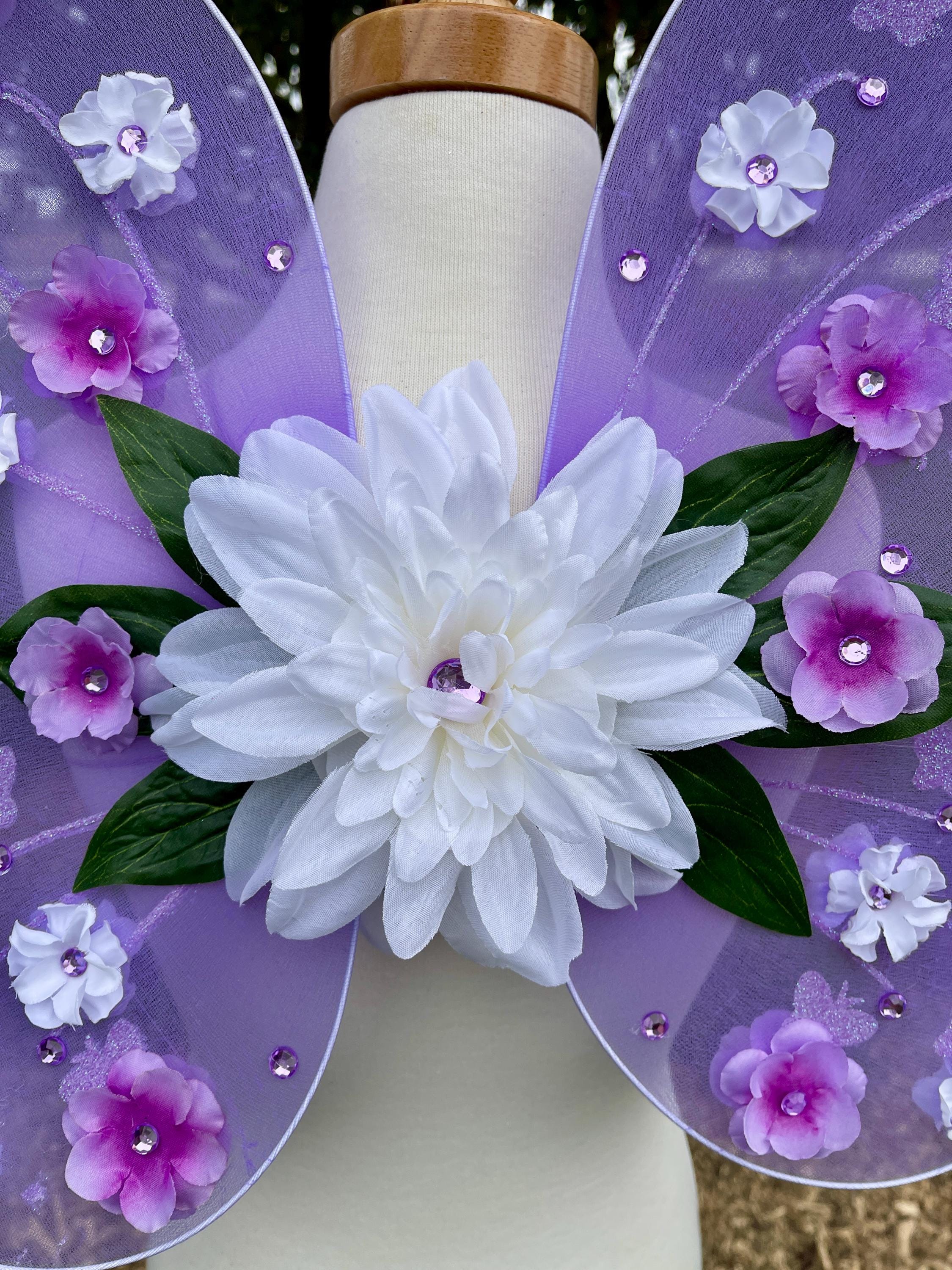 Lavender & White Flower Petal Fairy Wings - Floral Butterfly Pixie ...
